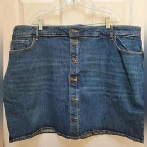 Denim Button-Front Skirt
